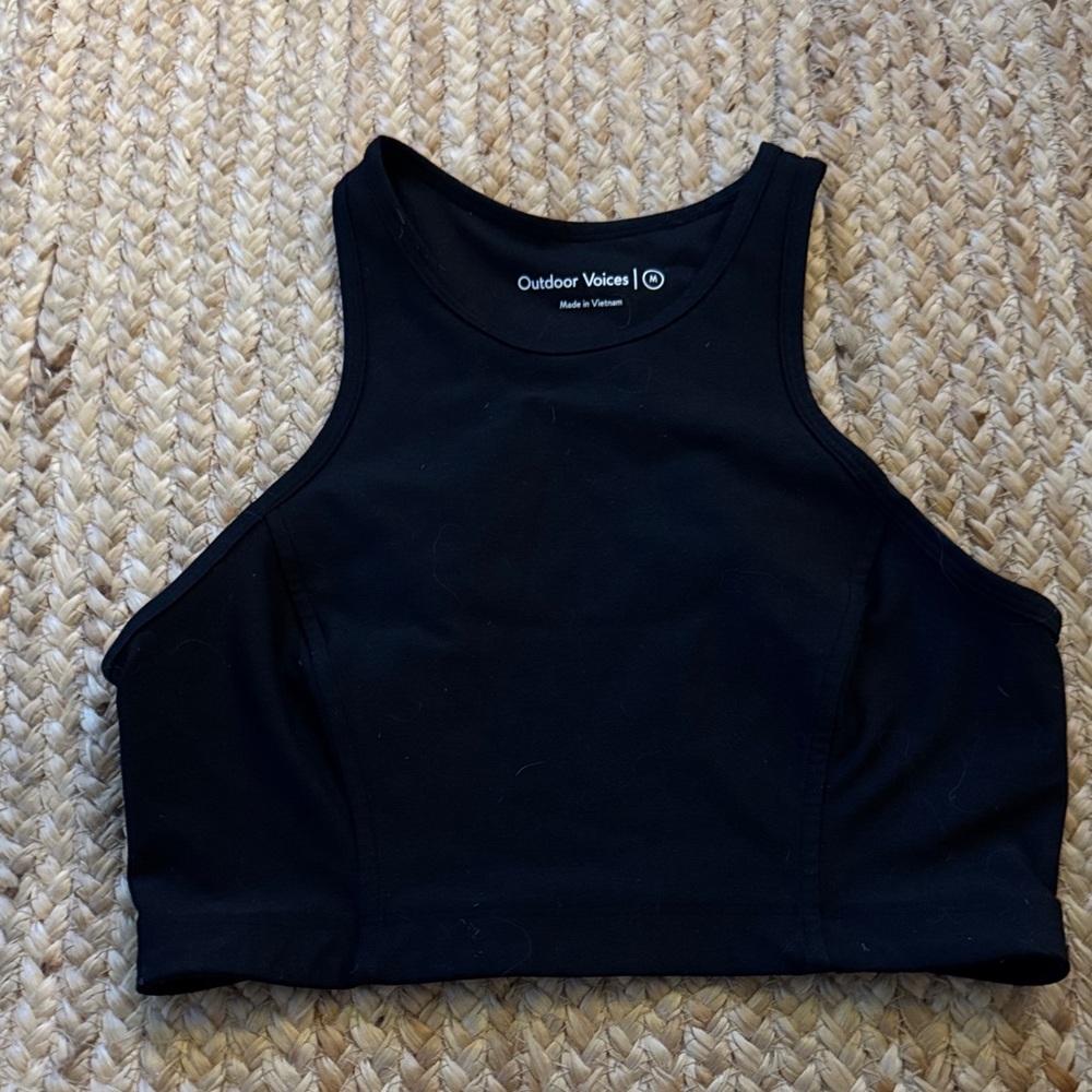 Outdoor Voices Black High-Neck Crop Bra Top
